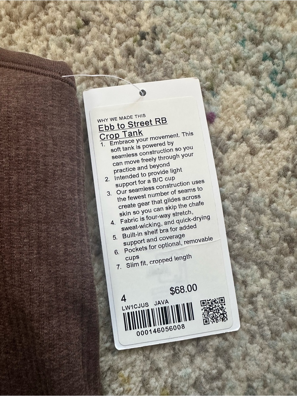 lululemon athletica Java Ribbed Racerback Crop Tank View 2